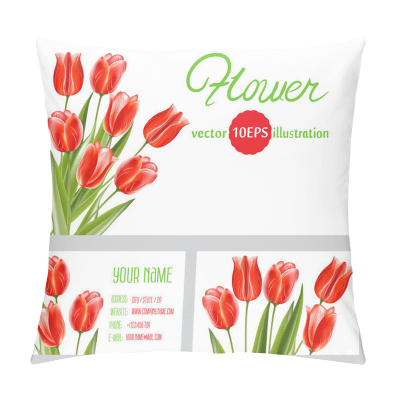 Personality  Templates With Red Tulip Flowers Pillow Covers