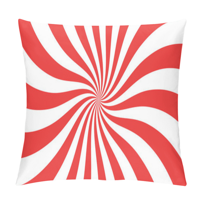 Personality  Christmas Candy Swirl Background. Christmas Candycane Radial Pattern With Red Stripes. Xmas Swirl Lollipop Vortex Texture. Peppermint Traditional Caramel Print. Vector Illustration. Pillow Covers