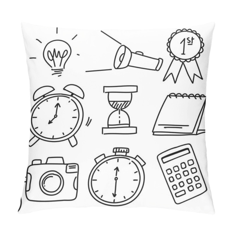 Personality  Doodles Of Various Objects Illustration Pillow Covers