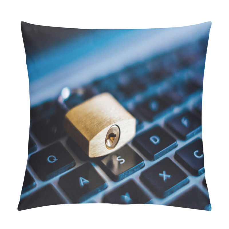 Personality  Lock As Symbol For Privacy And General Data Protection Regulation On A Notebook Computer Pillow Covers