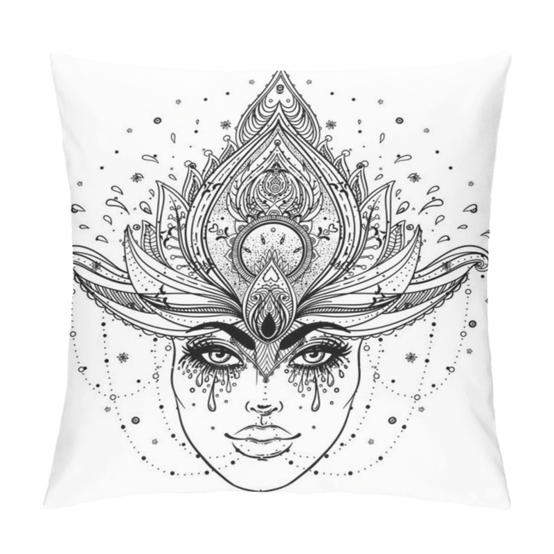 Personality  Tribal Fusion Boho Diva. Beautiful Asian Divine Girl With Ornate Pillow Covers