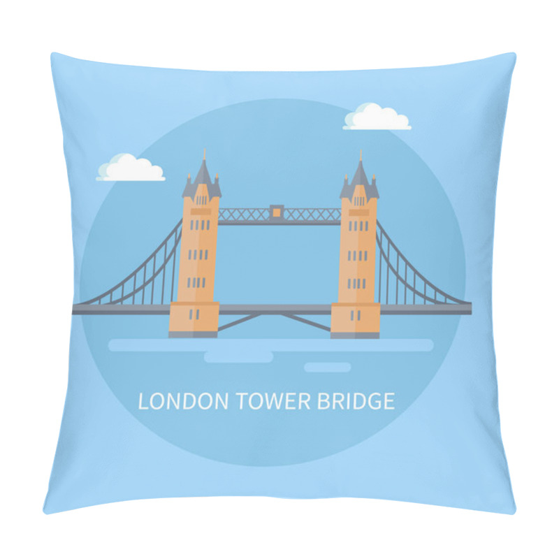 Personality  Large London Tower Bridge As Famous English Attraction. Popular Touristic Place In Britain. Architectural Sight Isolated Flat Vector Illustration In Circle Pillow Covers