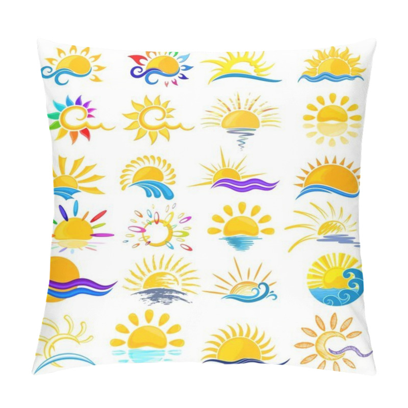 Personality  Sun Logos With Sea.  Pillow Covers