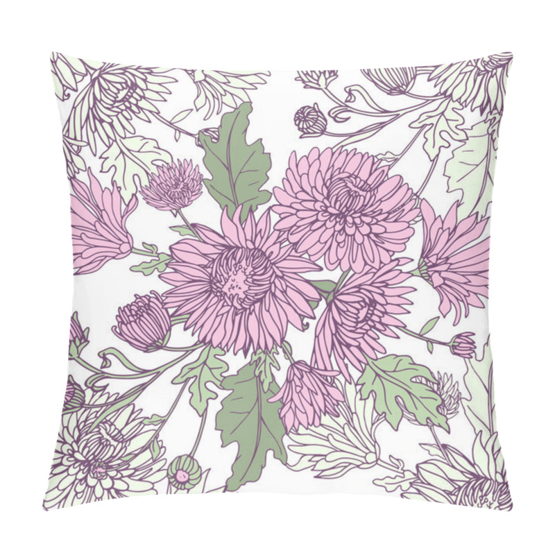 Personality  Seamless Background With Chrysanthemums In Sketch Style. Beautiful Flowers Pattern. Pillow Covers