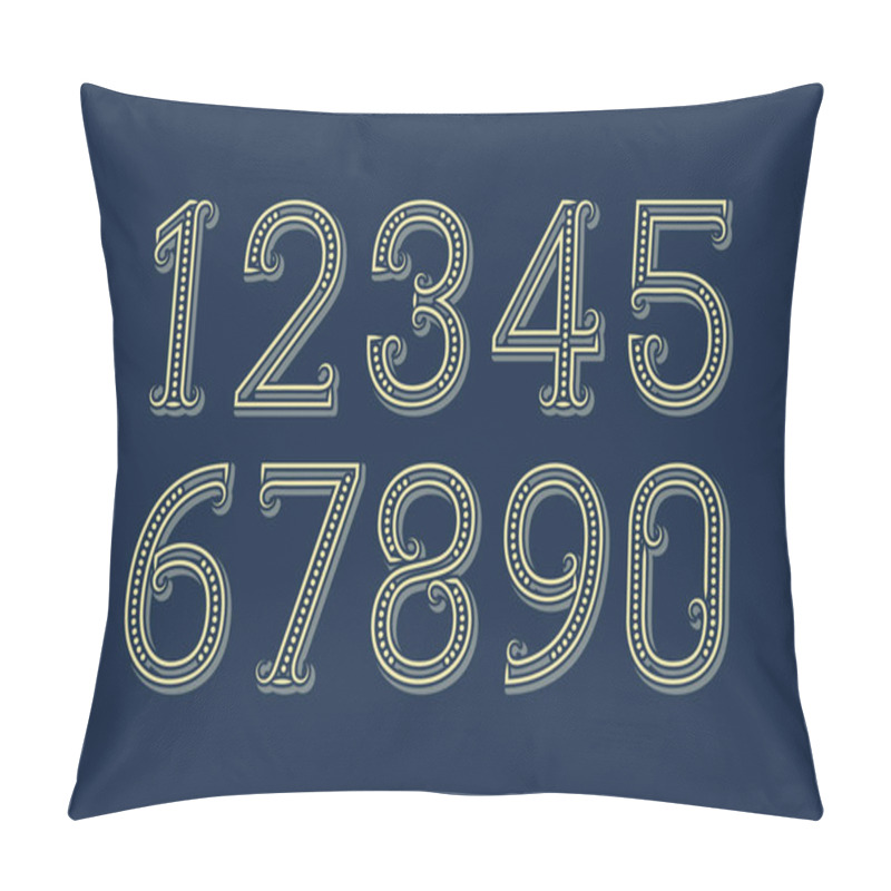 Personality  Fancy Vector Numbers In Patterned Retro Style. Pillow Covers