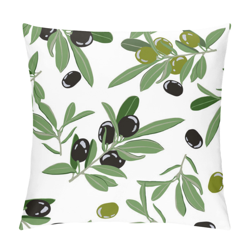 Personality  Pattern Of Olive Branches With Green And Black Berries Pillow Covers