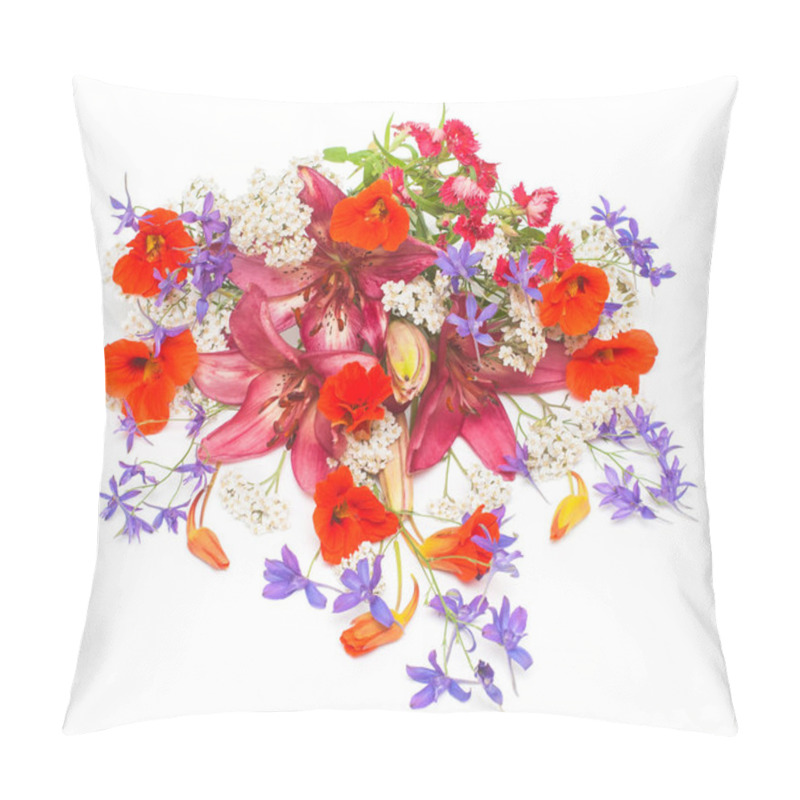 Personality  Beautiful Flowers Lilies, Yarrow And Nasturtium  Pillow Covers