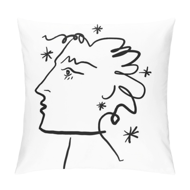 Personality  Minimalist Line Face, Brush Ink Style, Good For Wall Art Print And More. Pillow Covers