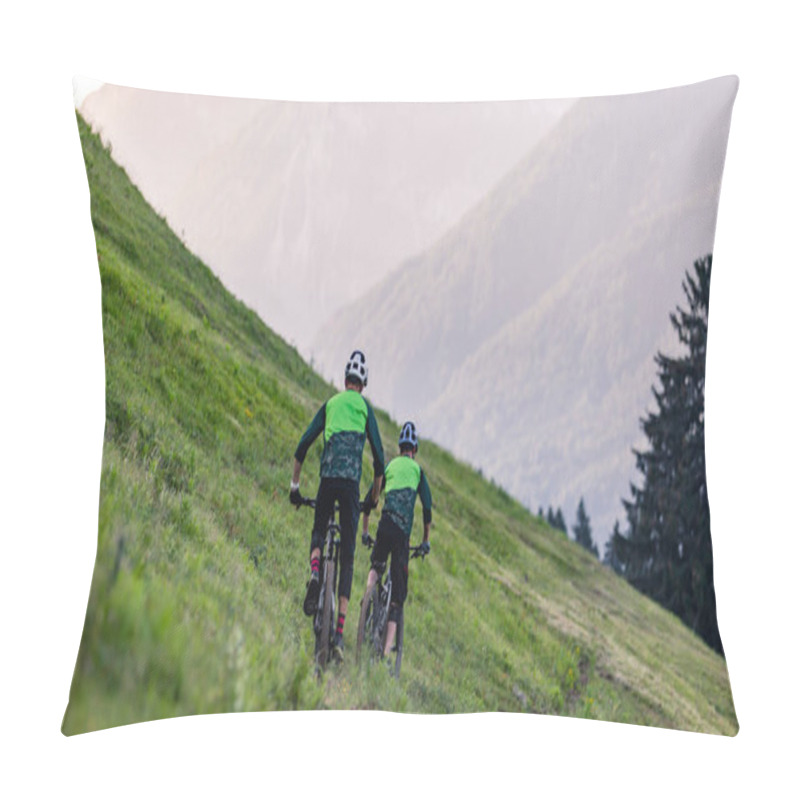 Personality  Man Riding Bicycle In Mountains Pillow Covers