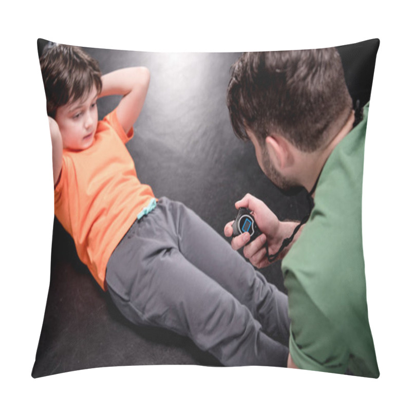 Personality  Man And Boy Training Together Pillow Covers