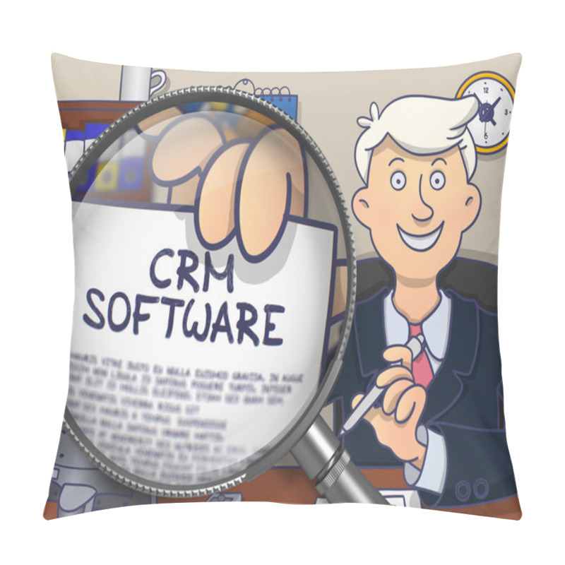 Personality  CRM Software Through Lens. Doodle Design. Pillow Covers