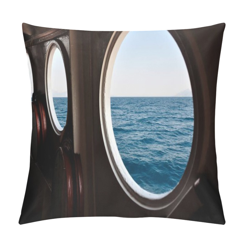 Personality  Open Boat Porthole With Ocean View Close Up  Pillow Covers