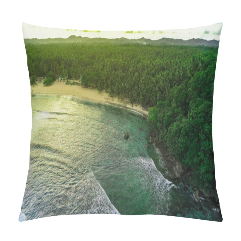 Personality  Aerial View Sunset Of Siargao Island And Tropical Pacific. View From Drone. Pillow Covers