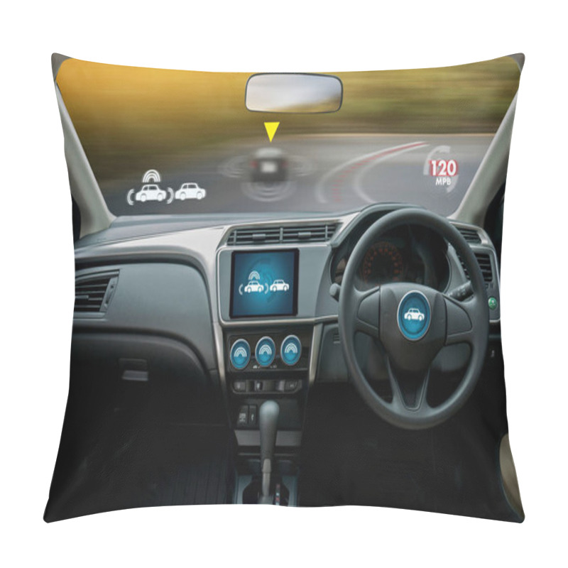 Personality  Autonomous Driving Car And Digital Speedometer Technology Image  Pillow Covers