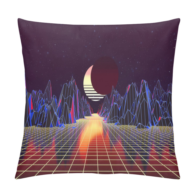 Personality  3d Background Illustration Inspired By 80's Scene Synthwave And Retrowave. Pillow Covers