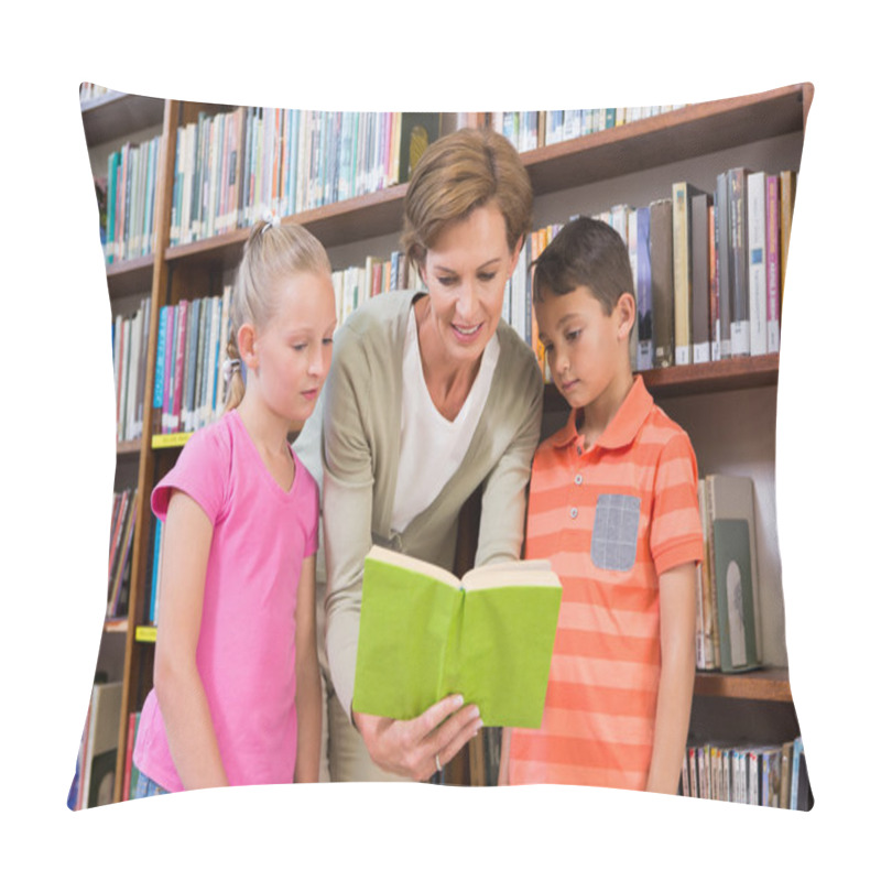 Personality  Teacher Reading Book With Pupils At Library Pillow Covers