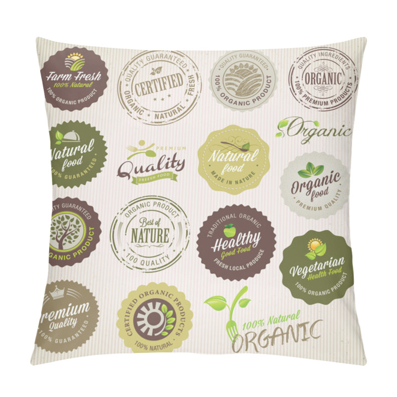 Personality  Organic Food Labels And Elements Pillow Covers