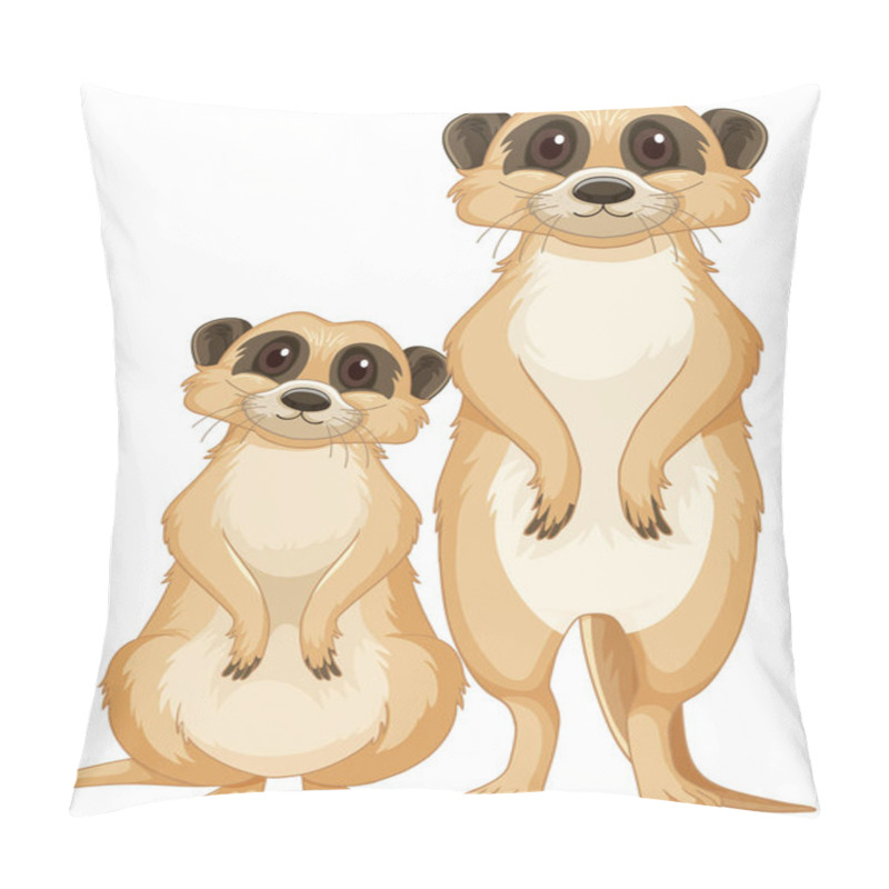 Personality  Two Cute Meerkats In Cartoon Style Illustration Pillow Covers