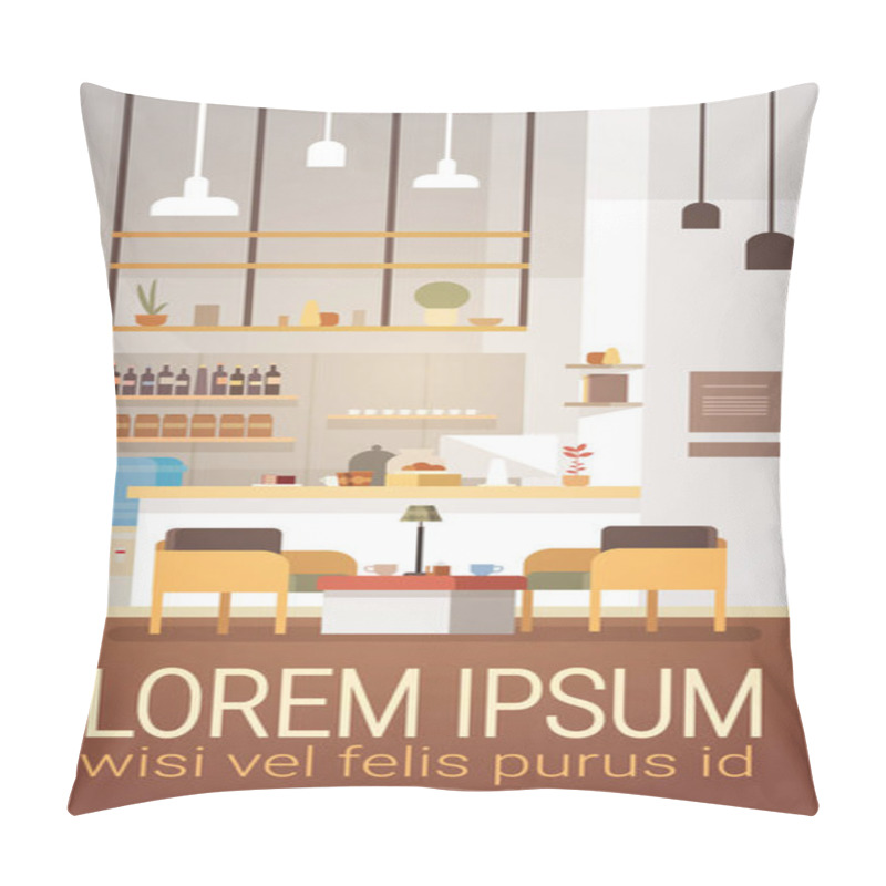 Personality  Modern Cafe Interior Empty No People Restaurant Pillow Covers