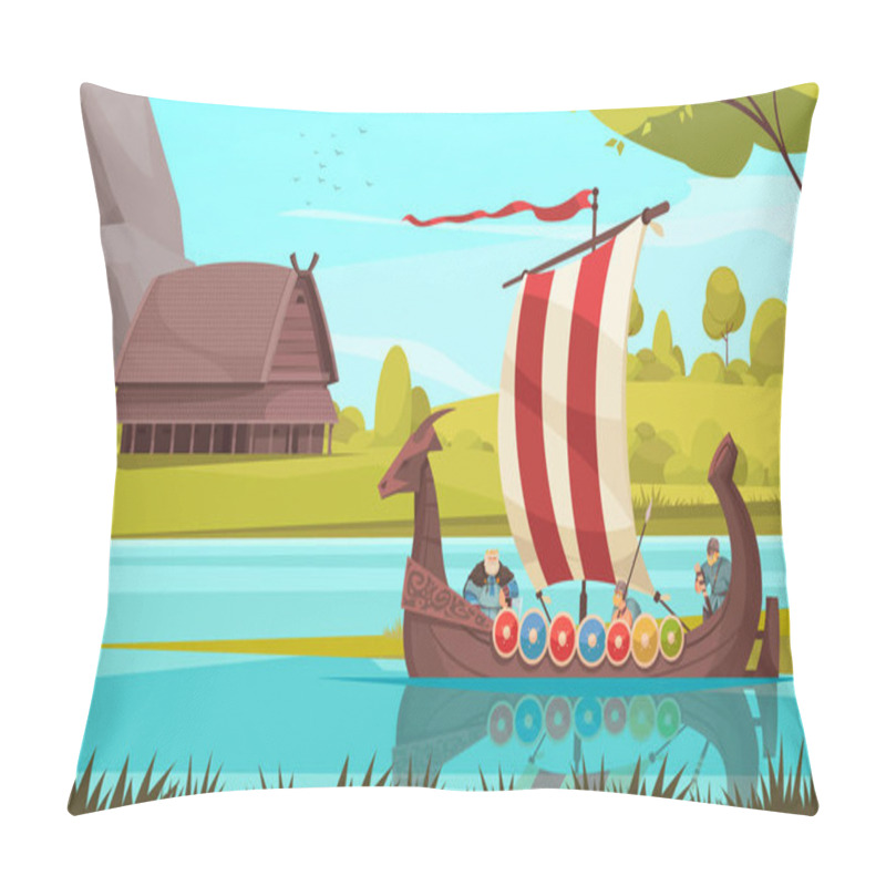 Personality  Viking Sailing Cartoon Composition Pillow Covers