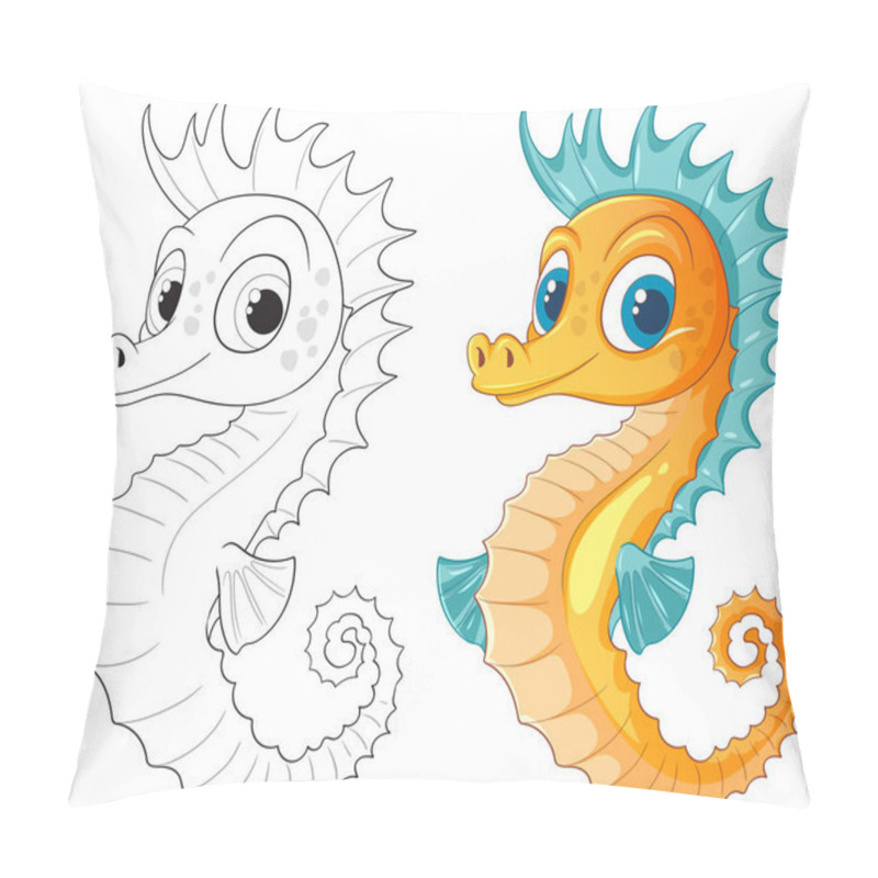 Personality  Vibrant Seahorse With Detailed Features And Outlines Pillow Covers