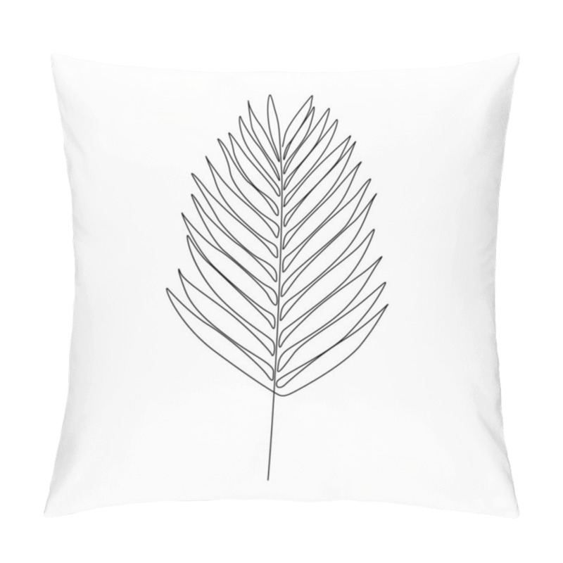 Personality  One Line Drawing Bay Leaf. Continuous Line Exotic Plant. Pillow Covers