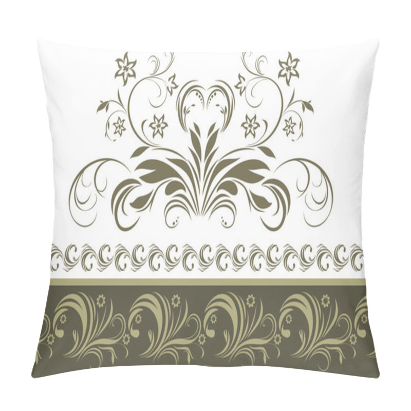 Personality  Ornamental Dark Green Border Isolated On The White Pillow Covers