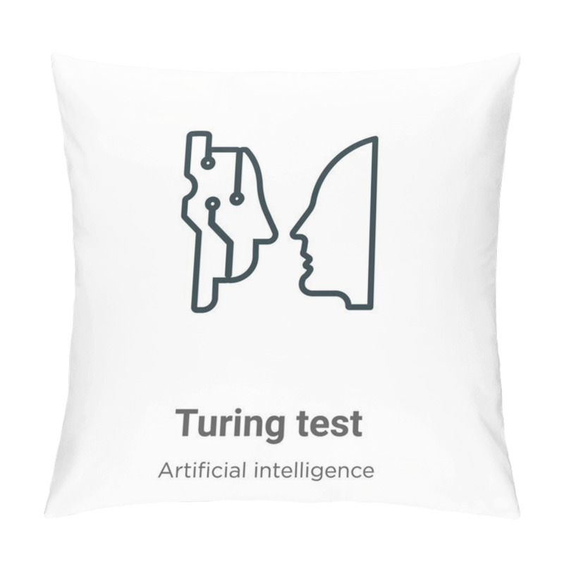 Personality  Turing Test Outline Vector Icon. Thin Line Black Turing Test Icon, Flat Vector Simple Element Illustration From Editable Artificial Intelligence Concept Isolated On White Background Pillow Covers