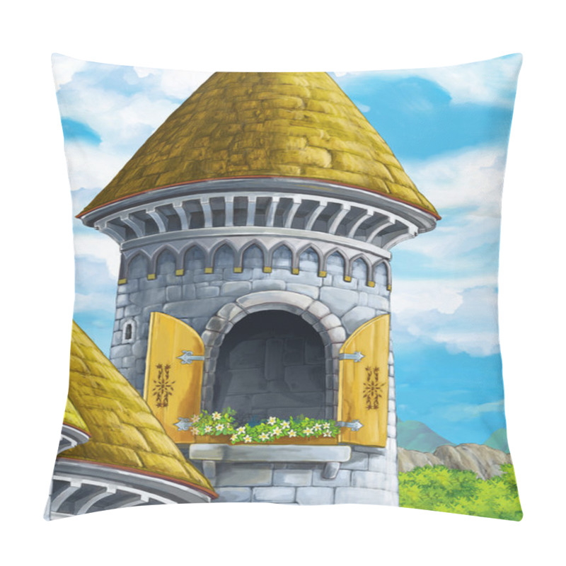 Personality  Cartoon Scene With Castle Tower  Pillow Covers