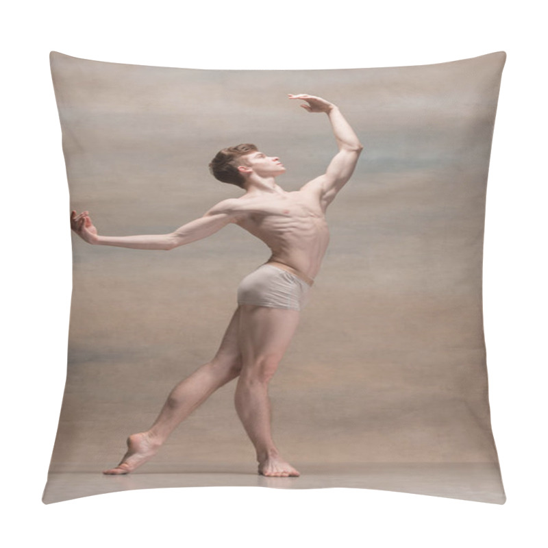 Personality  The Male Ballet Dancer Posing Over Gray Background Pillow Covers