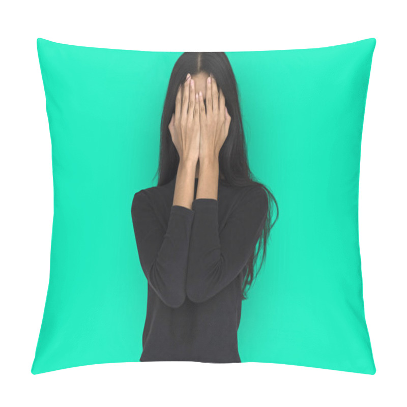 Personality  Woman Covering Face With Hands Pillow Covers