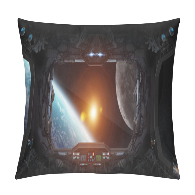 Personality  View Of Planet Earth From Inside A Space Station Pillow Covers