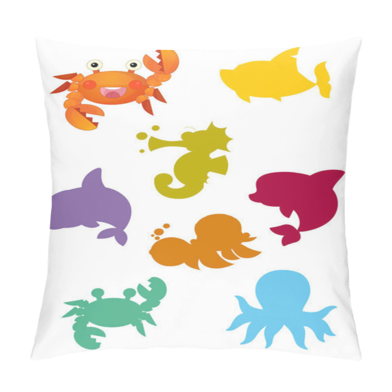 Personality  Cartoon Matching Game With Sea Animals Pillow Covers