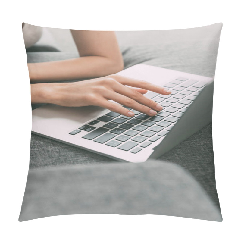 Personality  Woman Using Laptop   Pillow Covers