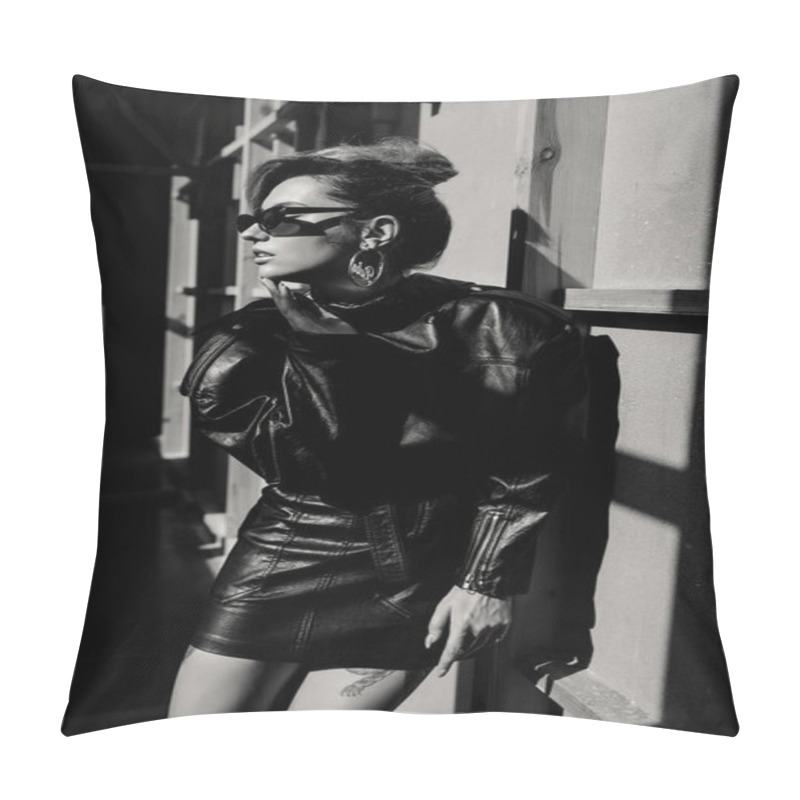 Personality  Stylish Girl In Leather Clothes Pillow Covers