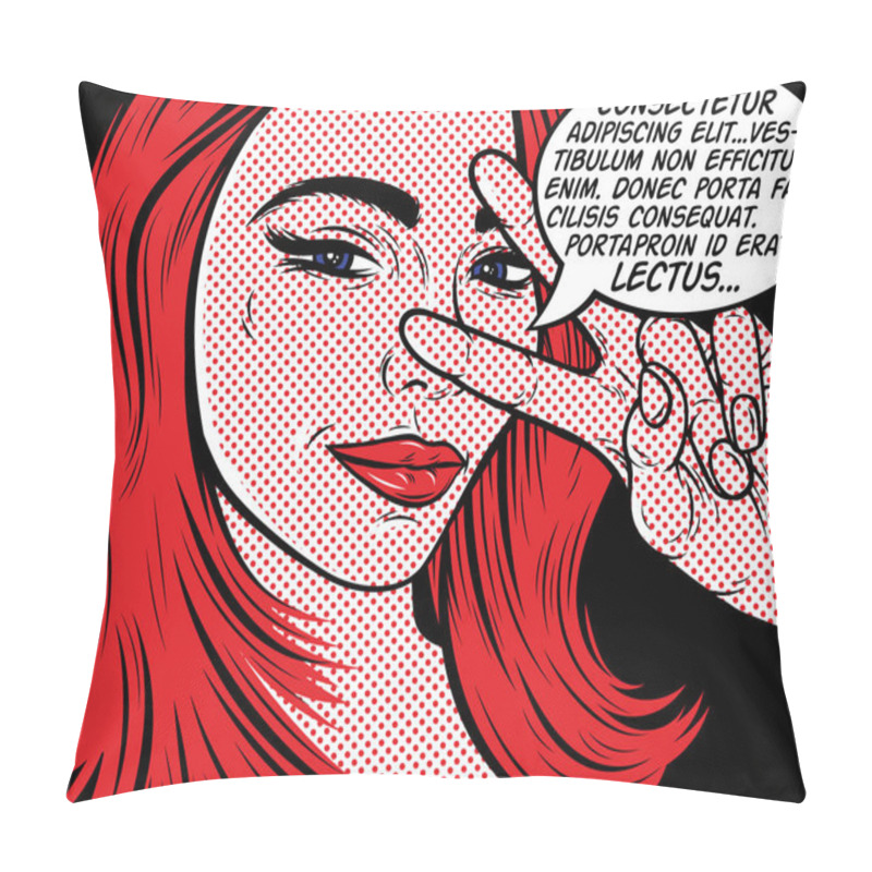 Personality  Woman In A Retro Style  With Speech Bubble. Pillow Covers