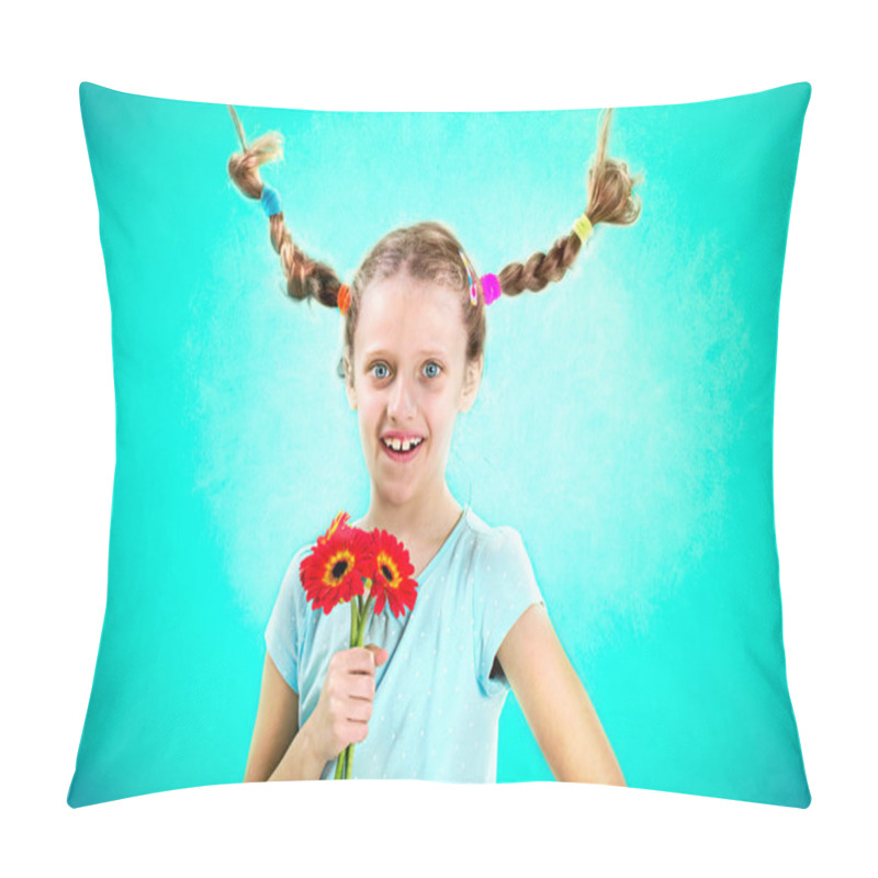 Personality  Cool And Funny Girl Showing Her Flowers Pillow Covers