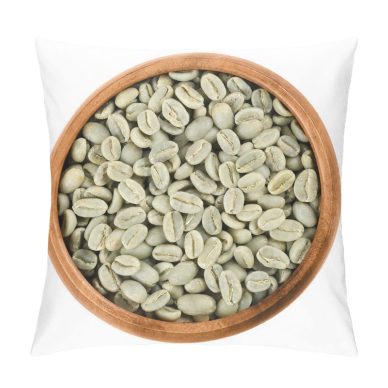 Personality  Green Coffee Beans In A Wooden Bowl Over White Pillow Covers