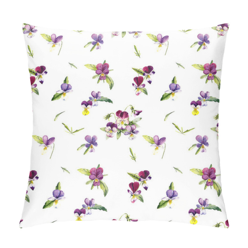 Personality  Seamless Pattern From Violets. Flower Backdrop. Decoration With Blooming Violets, Hand Drawing.  Watercolor Illustration. Pillow Covers