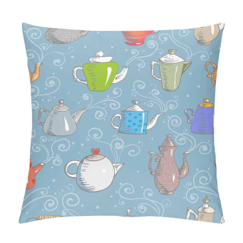 Personality  Background With Teapots. Pillow Covers