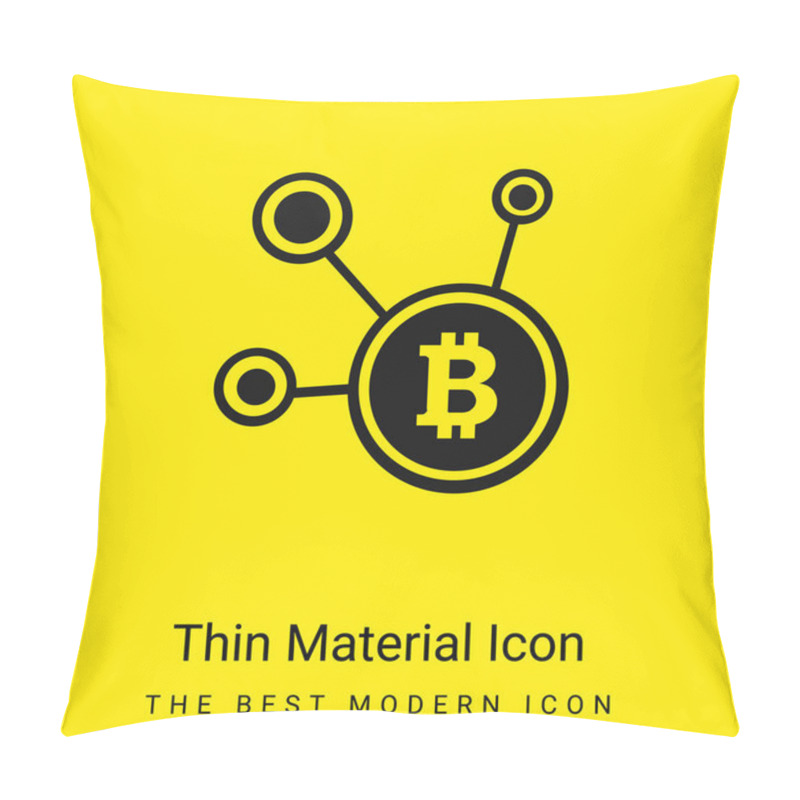 Personality  Bitcoin Network Symbol Minimal Bright Yellow Material Icon Pillow Covers