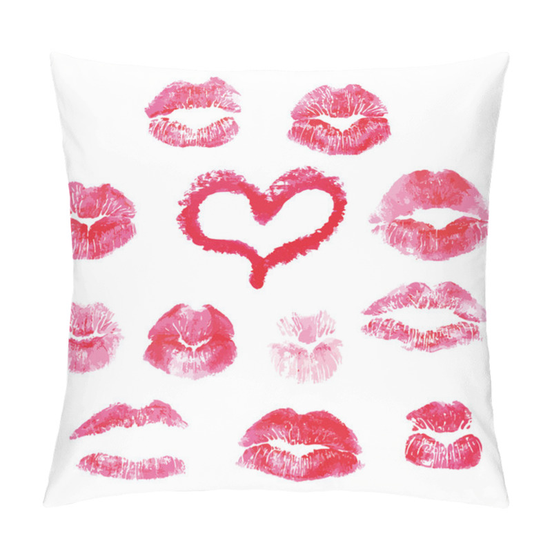 Personality  Lips Prints Kisses - Vector Illustration. Pillow Covers