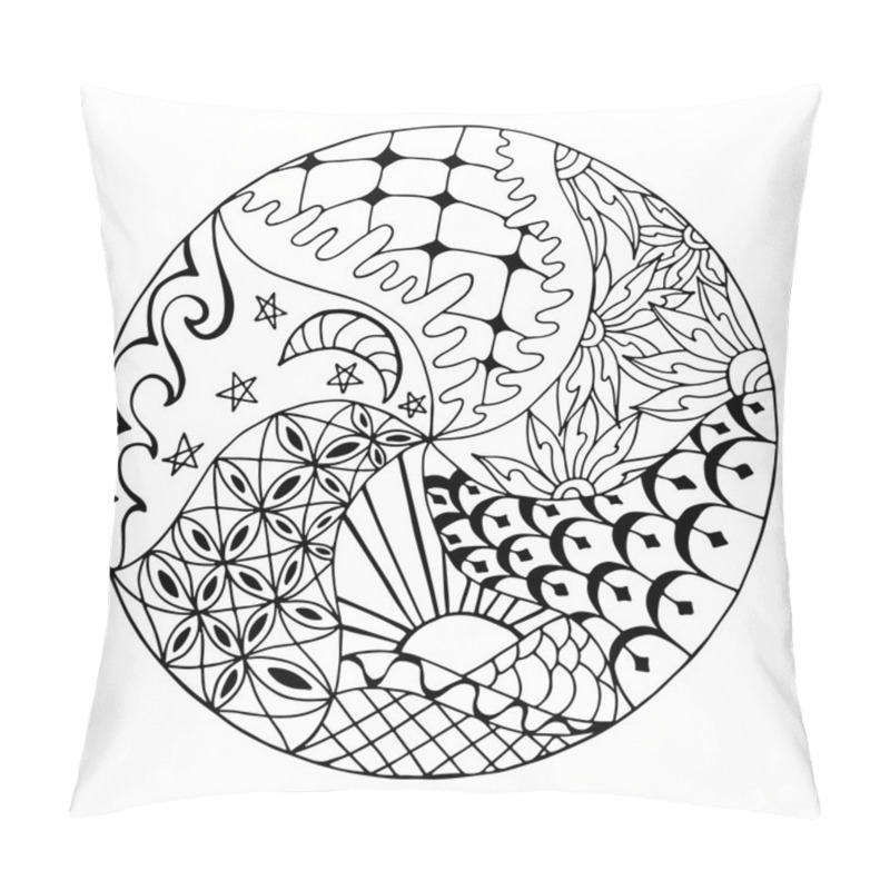 Personality  Hand Drawn Zentangle Round Ornament Pillow Covers