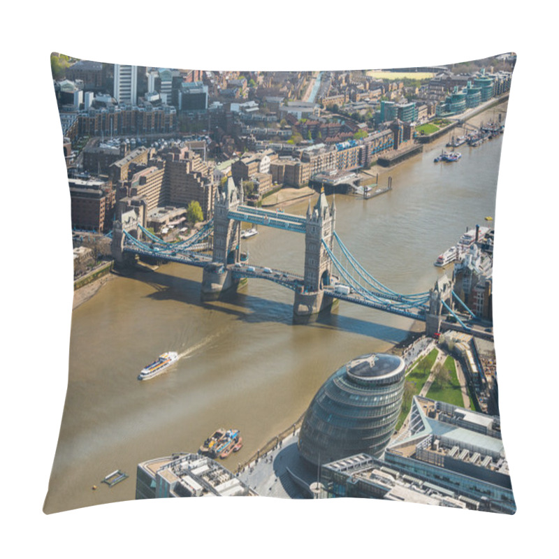 Personality  Tower Bridge And London City Hall Aerial View Pillow Covers