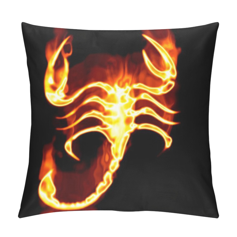 Personality  Escorpion Surrounded By Fire On A White Pillow Covers