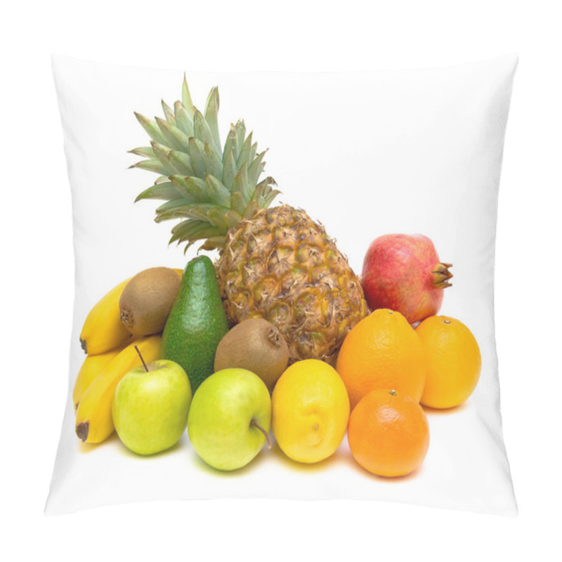 Personality  Still Life Of Fresh Fruits On White Background Pillow Covers