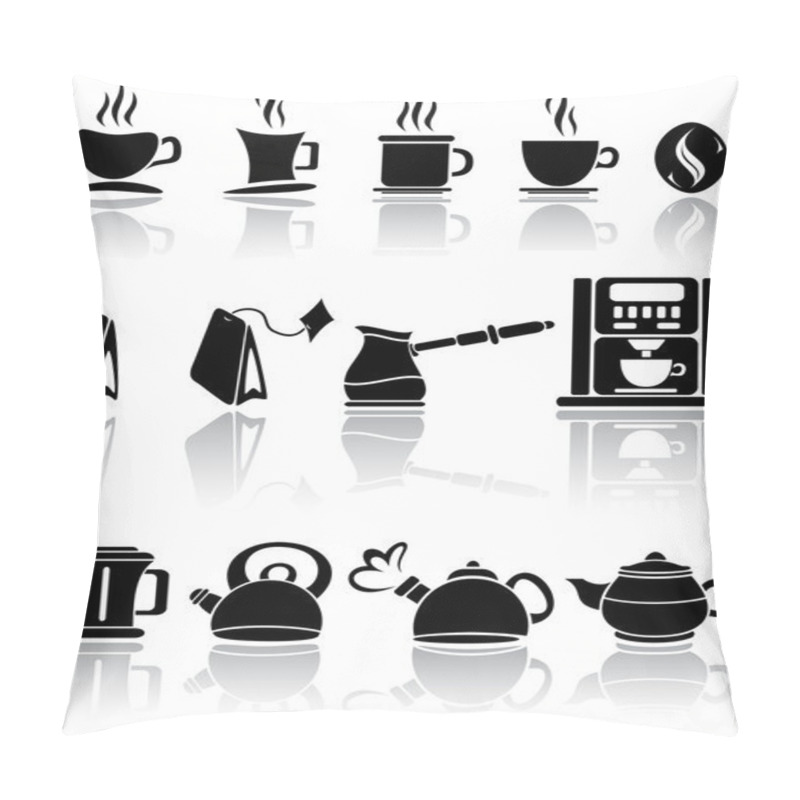 Personality  Set Of Coffee And Tea Icons Pillow Covers