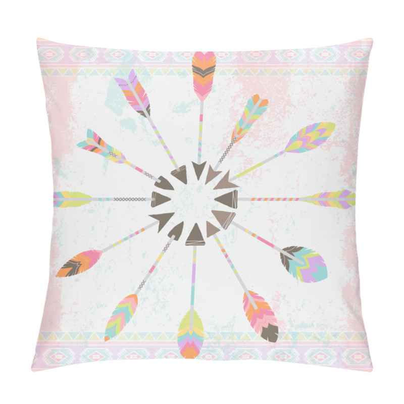 Personality  Vector Collection Of Stylized Tribal Feather Arrows Pillow Covers