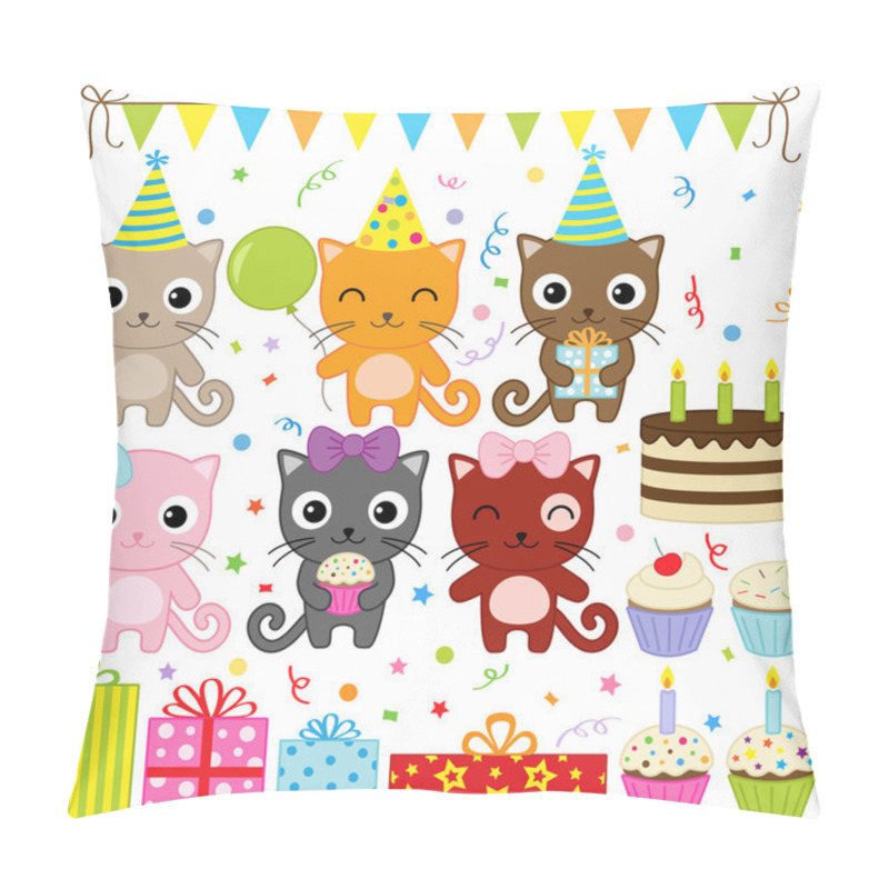 Personality  Birthday Party Cats Pillow Covers