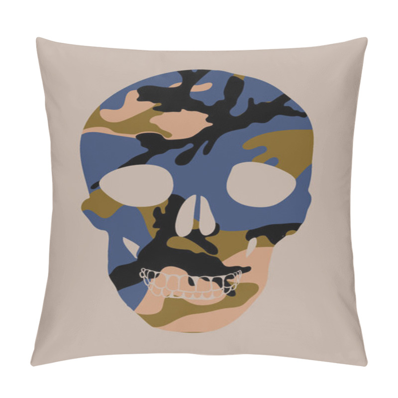 Personality  Skull With Camouflage Pattern Pillow Covers